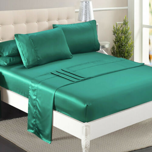 Ultra Soft Silky Satin Bed Sheet Set in King Single Size in Teal Colour