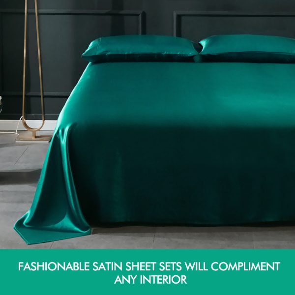 Ultra Soft Silky Satin Bed Sheet Set in King Single Size in Teal Colour