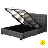 Allendale Bed Frame Base With Gas Lift Platform Fabric – DOUBLE, Dark Grey