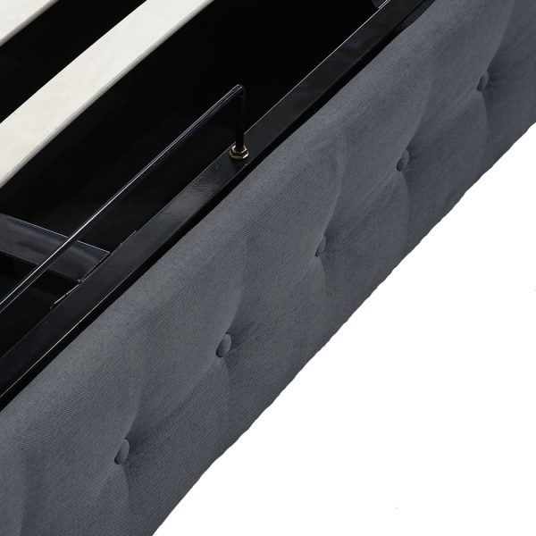Allendale Bed Frame Base With Gas Lift Platform Fabric – DOUBLE, Dark Grey