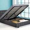 Allendale Bed Frame Base With Gas Lift Platform Fabric – DOUBLE, Dark Grey