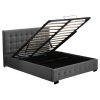 Allendale Bed Frame Base With Gas Lift Platform Fabric – DOUBLE, Dark Grey