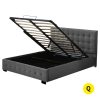 Allendale Bed Frame Base With Gas Lift Platform Fabric – QUEEN, Dark Grey