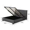 Allendale Bed Frame Base With Gas Lift Platform Fabric – QUEEN, Dark Grey