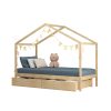 Bay Bed Frame Wooden Single Timber House Frame Mattress Base Storage Drawers