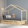Bay Bed Frame Wooden Single Timber House Frame Mattress Base Storage Drawers