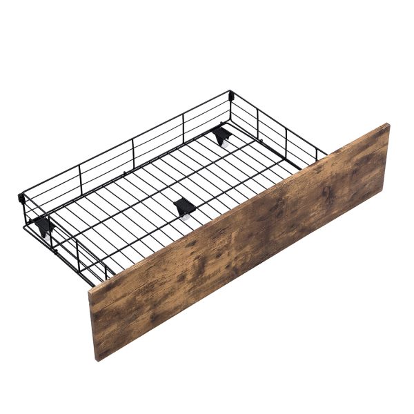4 Bed Frame Storage Drawers Metal Wooden Wood Bonus Bottom Mat – DOUBLE