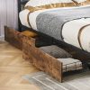 4 Bed Frame Storage Drawers Metal Wooden Wood Bonus Bottom Mat – DOUBLE