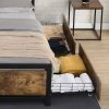 4 Bed Frame Storage Drawers Metal Wooden Wood Bonus Bottom Mat – DOUBLE