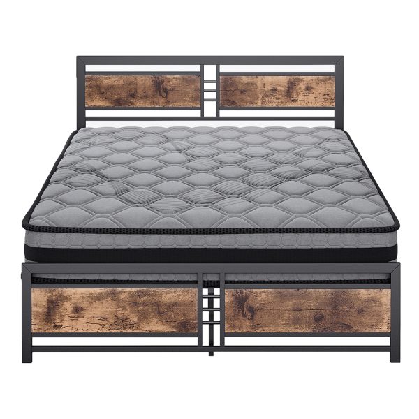 Metal Bed Frame Mattress Base Set Wood King Double Queen Pocket Spring HD Foam Q