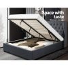 Wallaroo Bed Frame Fabric Gas Lift Storage – KING, Charcoal