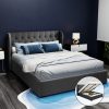 Wallaroo Bed Frame Fabric Gas Lift Storage – QUEEN, Charcoal