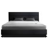 Benda LED Bed Frame PU Leather Gas Lift Storage – QUEEN, Black