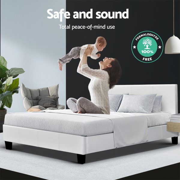 Nurom Bed Frame Fabric – DOUBLE, White