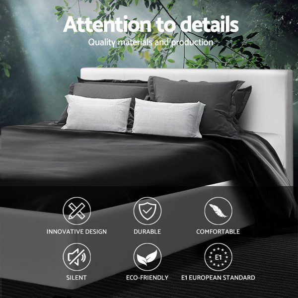 Nurom Bed Frame Fabric – DOUBLE, White
