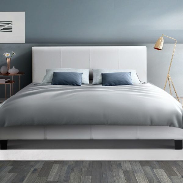 Nurom Bed Frame Fabric – DOUBLE, White