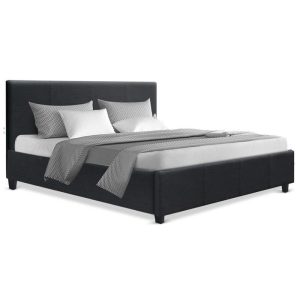 Nurom Bed Frame Fabric – QUEEN, Charcoal