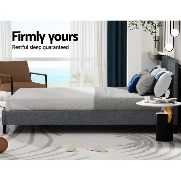 Nurom Bed Frame Fabric – QUEEN, Grey