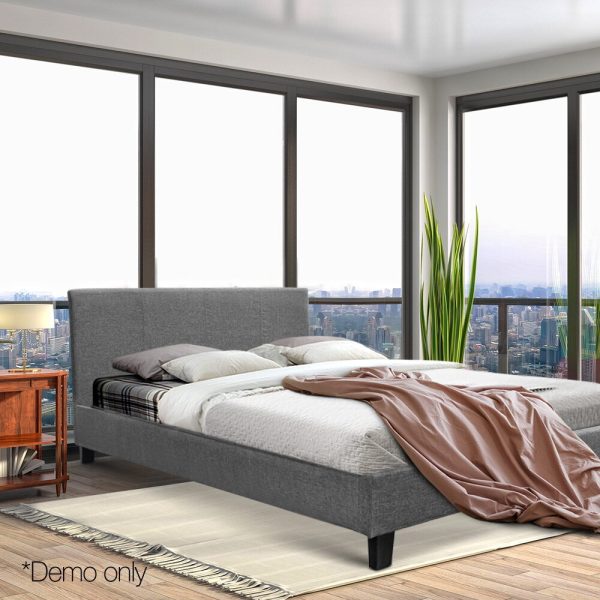 Nurom Bed Frame Fabric – QUEEN, Grey