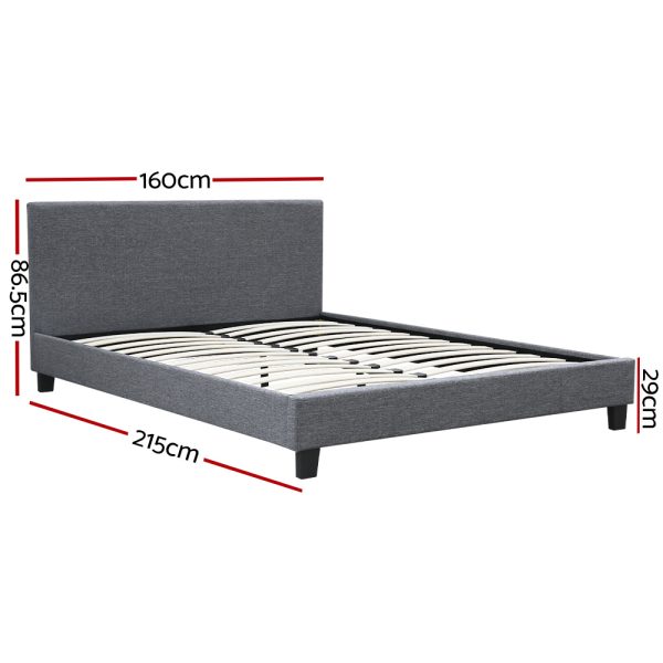 Nurom Bed Frame Fabric – QUEEN, Grey