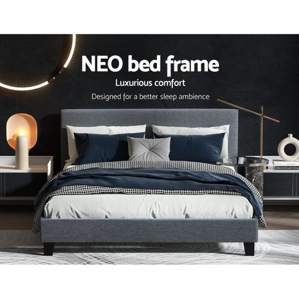 Nurom Bed Frame Fabric – QUEEN, Grey
