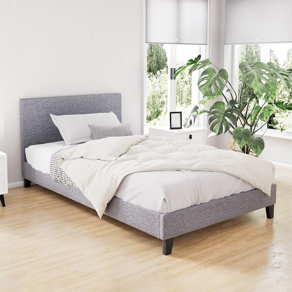 Nurom Bed Frame Fabric – SINGLE, Grey