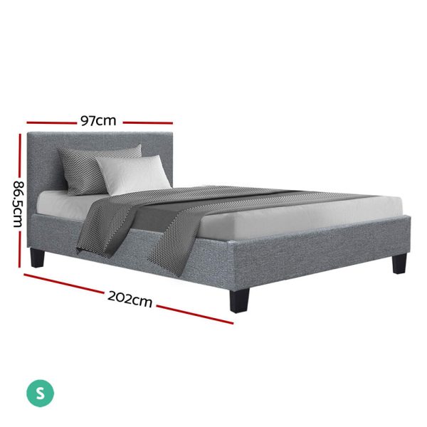 Nurom Bed Frame Fabric – SINGLE, Grey