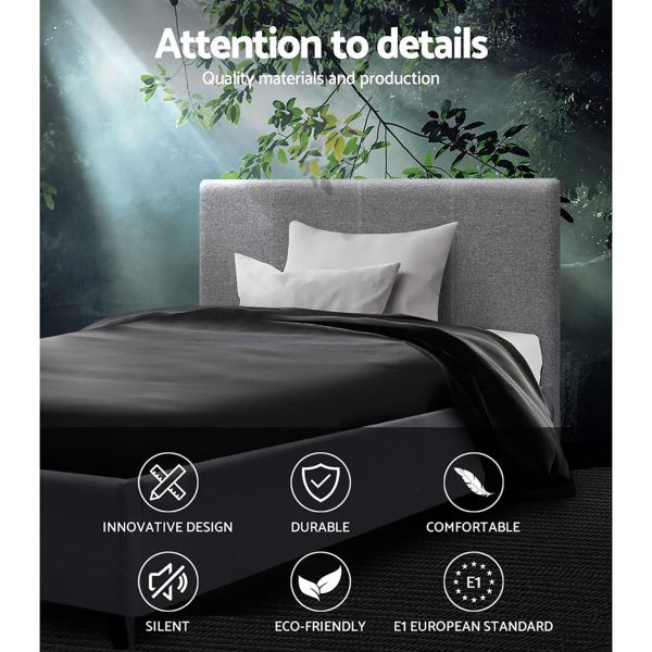 Nurom Bed Frame Fabric – SINGLE, Grey