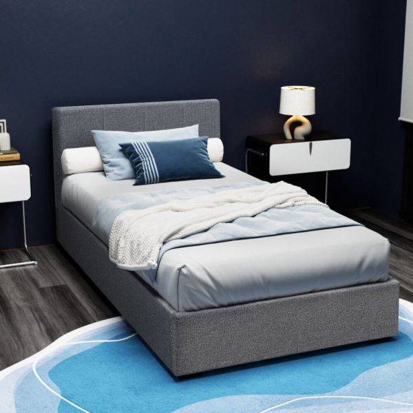 Stewart Bed Frame Fabric – KING SINGLE, Grey