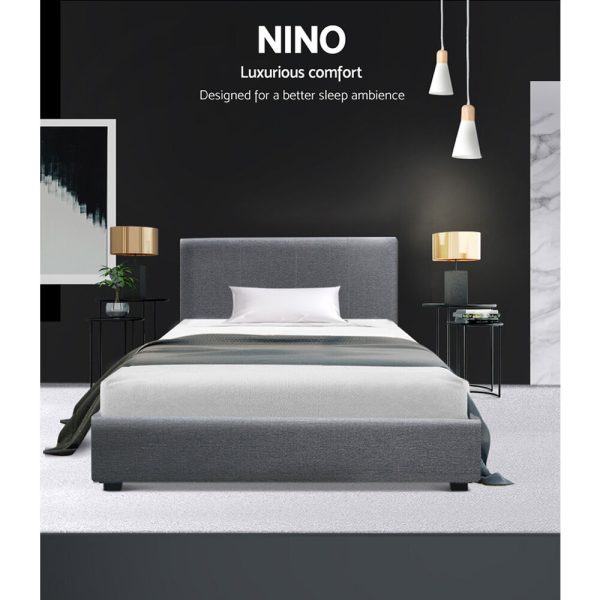 Stewart Bed Frame Fabric – KING SINGLE, Grey