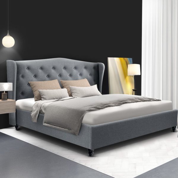 Walker Bed Frame Fabric – DOUBLE, Grey