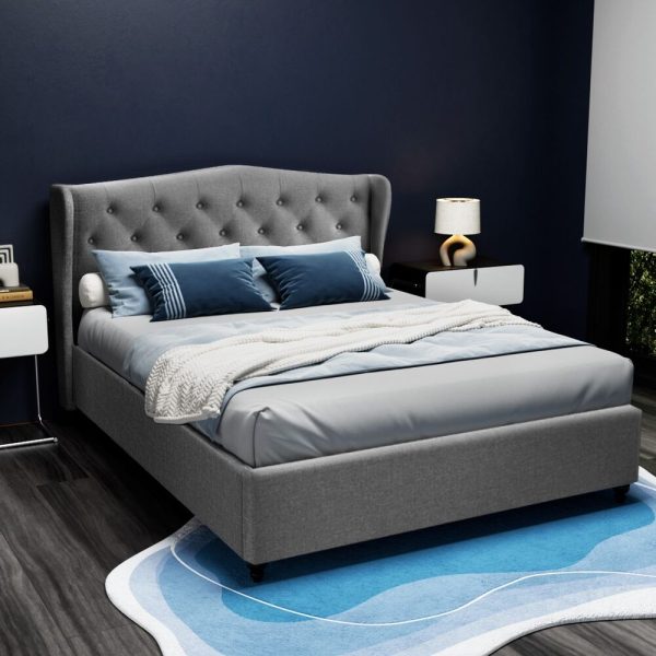 Walker Bed Frame Fabric – DOUBLE, Grey