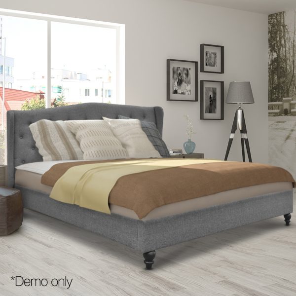 Walker Bed Frame Fabric – DOUBLE, Grey
