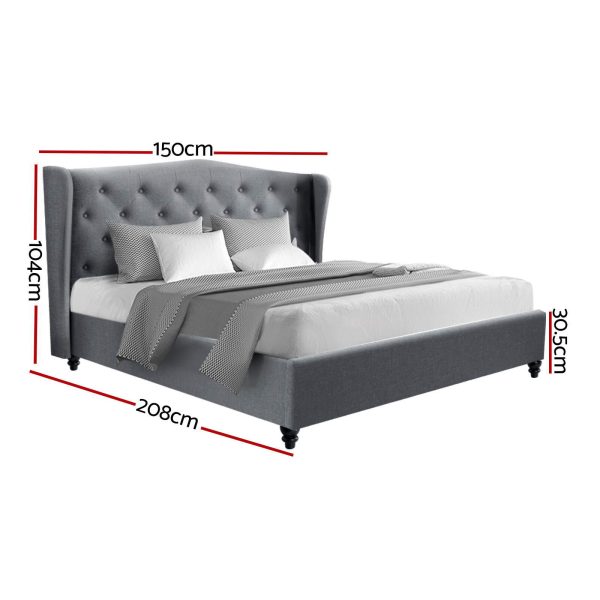 Walker Bed Frame Fabric – DOUBLE, Grey