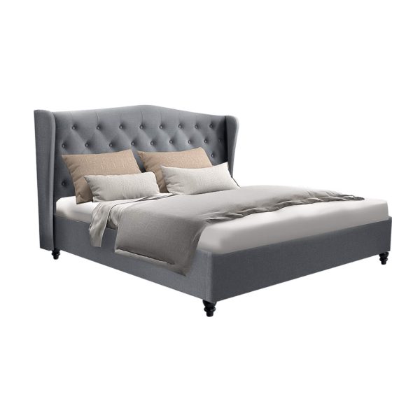 Walker Bed Frame Fabric – DOUBLE, Grey