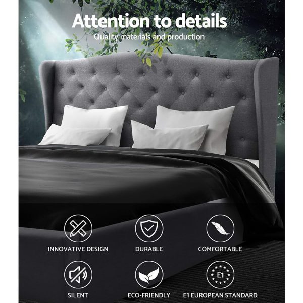 Walker Bed Frame Fabric – DOUBLE, Grey