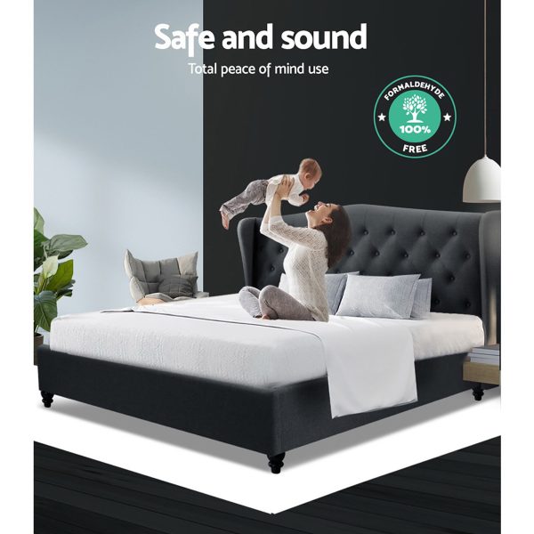 Walker Bed Frame Fabric – KING, Charcoal
