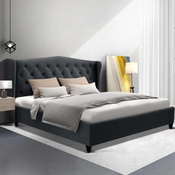 Walker Bed Frame Fabric – KING, Charcoal
