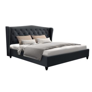 Walker Bed Frame Fabric – QUEEN, Charcoal