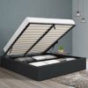 Waroonee Storage Gas Lift Bed Frame without Headboard Fabric – DOUBLE, Charcoal