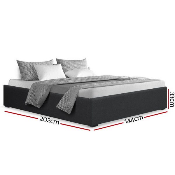 Waroonee Storage Gas Lift Bed Frame without Headboard Fabric – DOUBLE, Charcoal