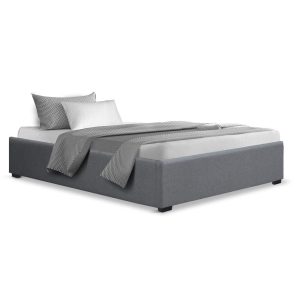 Waroonee Storage Gas Lift Bed Frame without Headboard Fabric – KING SINGLE, Grey