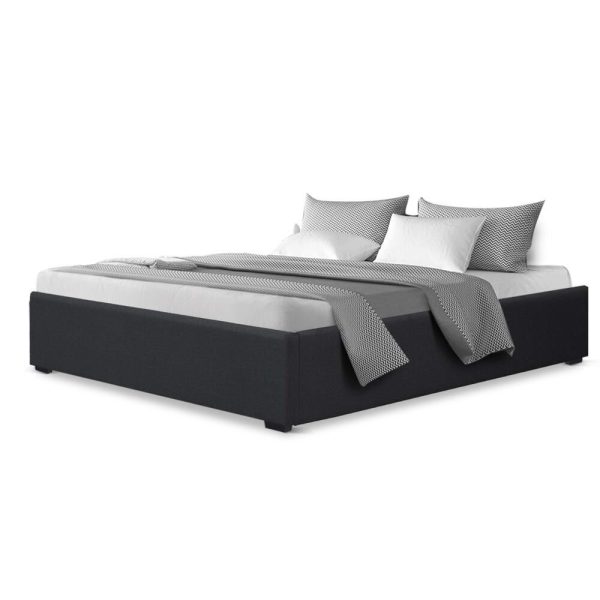 Waroonee Storage Gas Lift Bed Frame without Headboard Fabric – QUEEN, Charcoal
