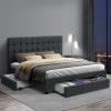 Rogues Bed Frame Fabric Storage Drawers – DOUBLE, Charcoal