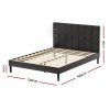 Bed Frame Double Bed Base w LED Lights Charge Ports Black Leather RAVI