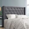Bed Head Headboard Bedhead Fabric Frame Base Grey LUCA – QUEEN