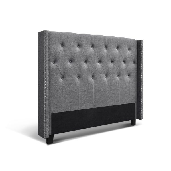 Bed Head Headboard Bedhead Fabric Frame Base Grey LUCA – QUEEN