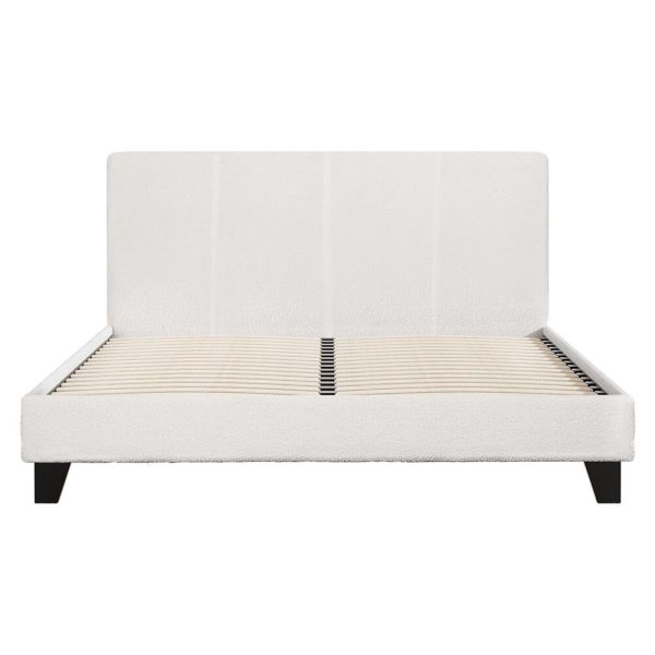 Apex Bed Frame Boucle Fabric Mattress Base Platform Wooden – QUEEN