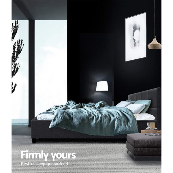 Clare Tino Bed Frame Fabric – DOUBLE, Charcoal