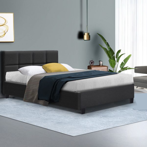 Clare Tino Bed Frame Fabric – DOUBLE, Charcoal